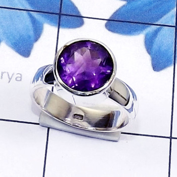 Amethyst cut B - PSR876-Semiprecious Cut Gemstone 925 Silver Manufacturer Plain R