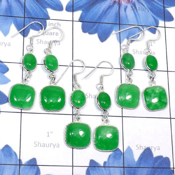 3 Pair Canadian Green Jade A - BZE905-Beautiful Canadian Green Jade in 925 Silver 3 Pair 3 Pair Canadian Green Jade A - BZE905-Beautiful Canadian Green Jade in 925 Silver 3 Pair