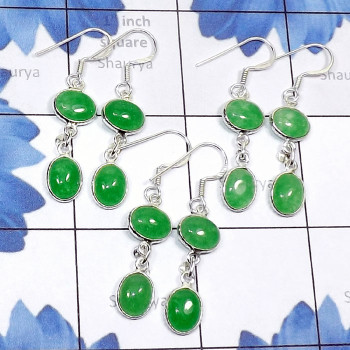 3 Pair Canadian Green Jade B - BZE905-Beautiful Canadian Green Jade in 925 Silver 3 Pair 3 Pair Canadian Green Jade B - BZE905-Beautiful Canadian Green Jade in 925 Silver 3 Pair