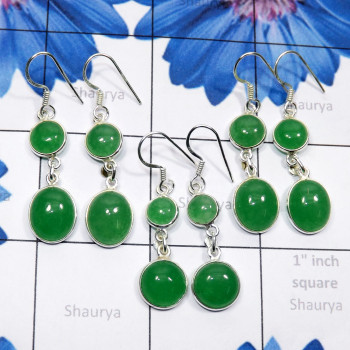 3 Pair Canadian Green Jade D - BZE905-Beautiful Canadian Green Jade in 925 Silver 3 Pair 3 Pair Canadian Green Jade D - BZE905-Beautiful Canadian Green Jade in 925 Silver 3 Pair