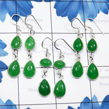 3 Pair Canadian Green Jade F - BZE905-Beautiful Canadian Green Jade in 925 Silver 3 Pair 3 Pair Canadian Green Jade F - BZE905-Beautiful Canadian Green Jade in 925 Silver 3 Pair