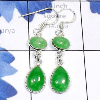 Canadian Green Jade B - BZE895-Two Gemstone Canadian Green Jade 925 Silver Lightweight