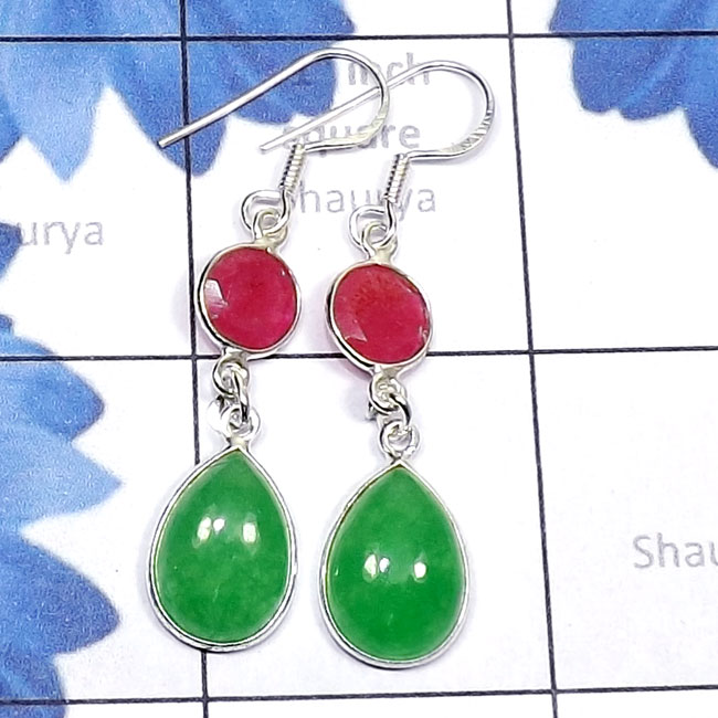 Canadian Green Jade O - BZE892-Lightweight Bezel Earring with Cab Canadian Green Jade n