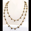 36 inch Iolite Cut B - BDN972-Genuine Cut Beads 36 inch Brass Gold Plated Necklace