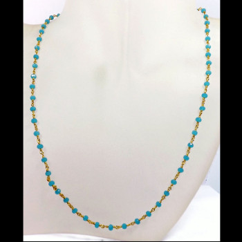 36 inch Chalcedony Hydro D - BDN971-Lab Created Beautiful Beads with Brass Gold Plated 18 inc