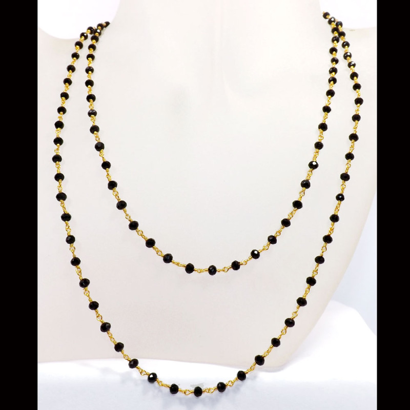 36 inch Black Hydro A - BDN970-36 inch Brass Gold Plated Vermeil Lab Created Hydro Beads