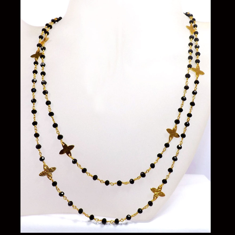 36 inch Black Hydro A - BDN969-Beautiful Design Brass Gold Plated Cut Hydro Beads Fancy 