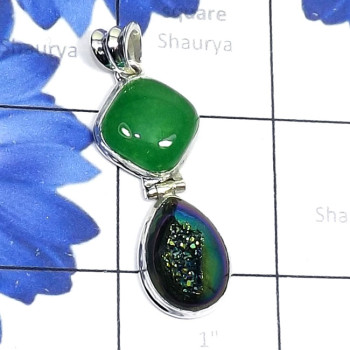Canadian Green Jade A - DZP976-Canadian Green Jade, Window Druzy, Green Amethyst Made in