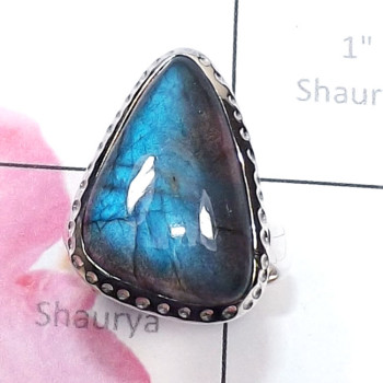 Labradorite Cab B - RSS999-2015 New Design Ring with Sterling 925 Silver n Genuine G Labradorite Cab B - RSS999-2015 New Design Ring with Sterling 925 Silver n Genuine G