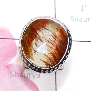 Bio Rutile D - RSS999-2015 New Design Ring with Sterling 925 Silver n Genuine G Bio Rutile D - RSS999-2015 New Design Ring with Sterling 925 Silver n Genuine G