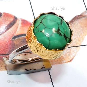 Tibet Turquoise C - STR964-Sterling 925 Silver with Brass Semiprecious Gemstone Tow