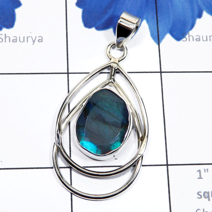 Labradorite Cut D - SSP984-925 Sterling Silver Fancy Shape Cut Gemstone Handmade Who