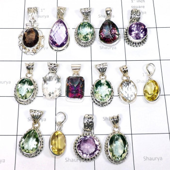 15 Pcs Mix cut stone combo lot-D - WSL997- Sterling silver Wholesale combo lots with Pendants, Earr 15 Pcs Mix cut stone combo lot-D - WSL997- Sterling silver Wholesale combo lots with Pendants, Earr