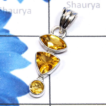 Citrine H - SSP960-Semiprecious Cut Three Gemstone Made in 925 Silver Lightw