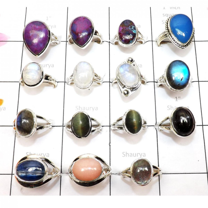 15 Pcs Mix cab stones O - WSL994- Wholesale Designer Rings combo lots with 925 sterling si 15 Pcs Mix cab stones O - WSL994- Wholesale Designer Rings combo lots with 925 sterling si