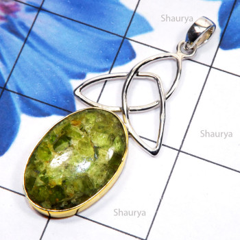 Mohave Peridot F - STR949-Semiprecious Gemstone Made in 925 Silver with Brass Two T