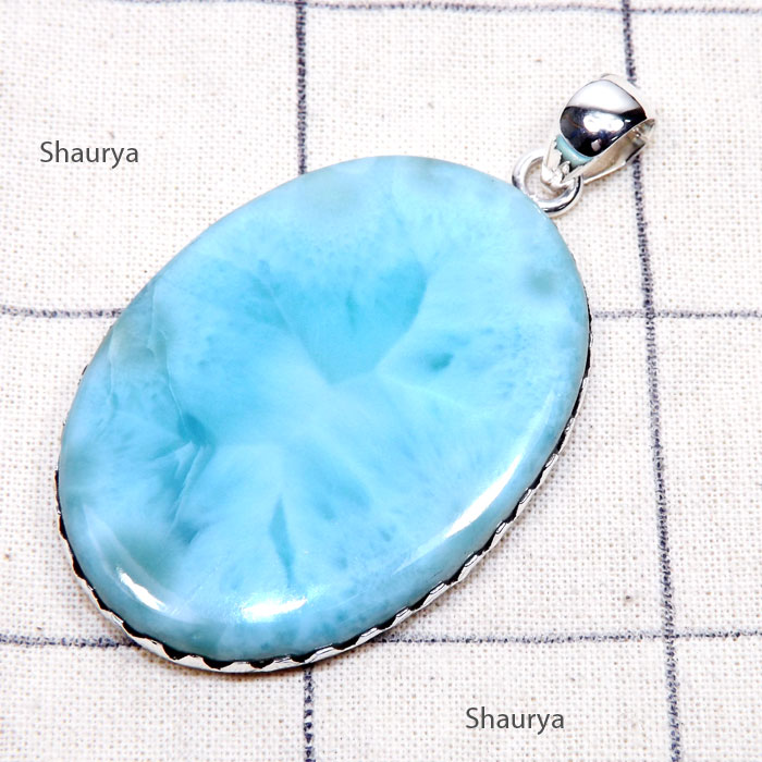 Larimar E - LDS985-Large Larimar Cab Gemstone 925 Sterling Silver Stunning P Larimar E - LDS985-Large Larimar Cab Gemstone 925 Sterling Silver Stunning P