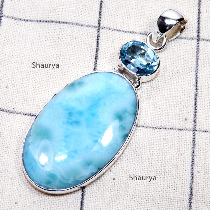 Larimar A - LDS984-925 Sterling Silver with Huge Cab Larimar Handmade Chunky