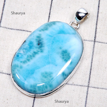 Larimar C - LDS983-Huge Larimar Genuine Gemstone Made in 925 Silver Chunky P