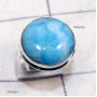 Larimar A - LDS981-Larimar Cab Charm Gemstone Made in 925 Silver Plain Ring