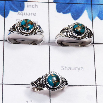 3 Pcs Blue Copper Turquoise C - RBS972-Blue Copper Turquoise 925 Silver Manufacturer 3 Pcs Whole