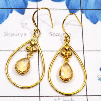 Citrine H - SGE948-Semiprecious Cut n Cab Gemstone 925 Silver Gold Plated Ve Citrine H - SGE948-Semiprecious Cut n Cab Gemstone 925 Silver Gold Plated Ve