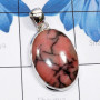 Rhodonite B - ISP839-Semiprecious Gemstone 925 Sterling Silver Plain Pendant