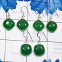 3 Pair Canadian Green Jade A - BZE855-Canadian Green Jade 3 Pair 925 Silver Bezel Earrings Lot