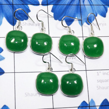 3 Pair Canadian Green Jade D - BZE855-Canadian Green Jade 3 Pair 925 Silver Bezel Earrings Lot 3 Pair Canadian Green Jade D - BZE855-Canadian Green Jade 3 Pair 925 Silver Bezel Earrings Lot
