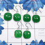 3 Pair Canadian Green Jade O - BZE855-Canadian Green Jade 3 Pair 925 Silver Bezel Earrings Lot