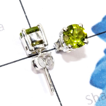 Peridot O - SSE969-6mm Round Faceted Semiprecious Gemstone 925 Sterling Silv Peridot O - SSE969-6mm Round Faceted Semiprecious Gemstone 925 Sterling Silv