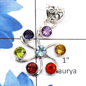 Chakra Stone O - CHP989-925 Silver Manufacturer Seven Color Gemstone Chakra Penda Chakra Stone O - CHP989-925 Silver Manufacturer Seven Color Gemstone Chakra Penda