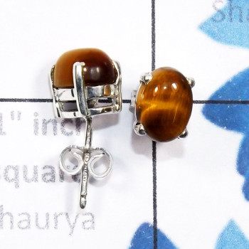 Tiger Eye G - SSE955-5x7mm Oval 925 Sterling Silver Genuine Gemstone Wholesale