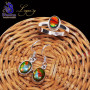 2 Pcs Ammolite Set C - ALG979-Ammolite Gemstone 925 Sterling Silver Earring with Ring,