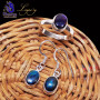 2 Pcs Ammolite Set D - ALG979-Ammolite Gemstone 925 Sterling Silver Earring with Ring,