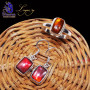 2 Pcs Ammolite Set E - ALG979-Ammolite Gemstone 925 Sterling Silver Earring with Ring,