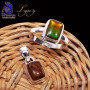 2 Pcs Ammolite Set F - ALG979-Ammolite Gemstone 925 Sterling Silver Earring with Ring,