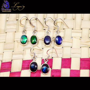 3 Pair Ammolite A - ALG976-Ammolite Gemstone 925 Sterling Silver 3 Pair Earring Whol