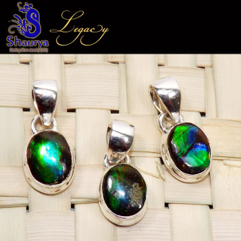 3 Pcs Ammolite B - ALG965-3 Pcs Ammolite Gemstone 925 Sterling Silver Wholesale Pen