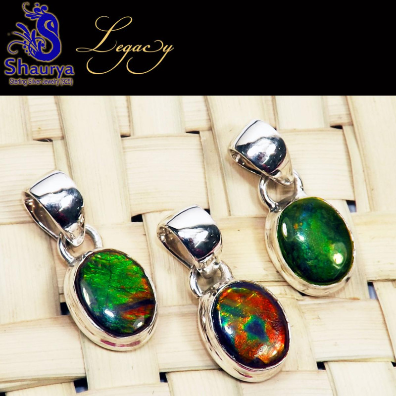 3 Pcs Ammolite E - ALG965-3 Pcs Ammolite Gemstone 925 Sterling Silver Wholesale Pen