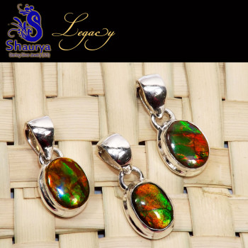3 Pcs Ammolite O - ALG965-3 Pcs Ammolite Gemstone 925 Sterling Silver Wholesale Pen