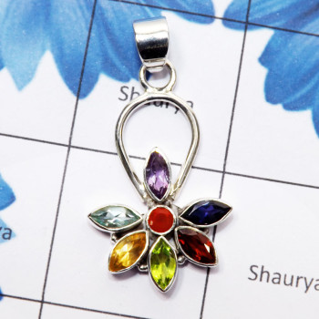 Chakra Stone D - CHP986-Seven Chakra Gemstone 925 Sterling Silver Wholesale Desig Chakra Stone D - CHP986-Seven Chakra Gemstone 925 Sterling Silver Wholesale Desig