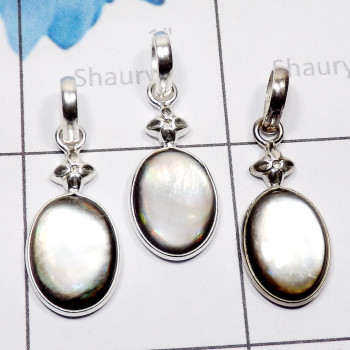 3 Pcs MOP Pendant A - SBP942-Genuine MOP Gemstone 925 Silver Earring Pendant Wholesale