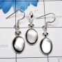 2 Pcs MOP Set O - SBP942-Genuine MOP Gemstone 925 Silver Earring Pendant Wholesale
