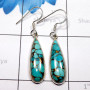 Blue Copper Turquoise Earring B - SBP938-Blue Copper Turquoise In Pendant Earring With 925 Sterlin