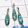 3 Pcs Blue Copper Turquoise Pendant Set D - SBP938-Blue Copper Turquoise In Pendant Earring With 925 Sterlin