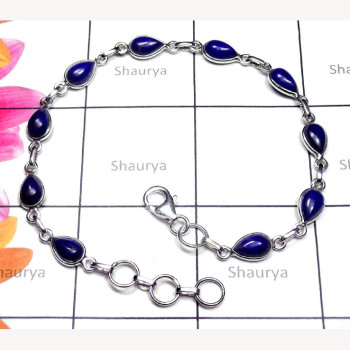 Lapis B - SBB998-Multi Gemstone Sterling Silver Bejal Bracelet