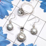 3 Pcs Pearl Set D - PPS999-Natural Pearl Earring, Pendant, Ring 925 Sterling Silver 