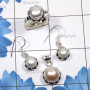 3 Pcs Pearl Set A - PPS998-3 Pcs Earring, Pendant, Ring, Pearl Set Made in 925 Sterl