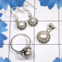 3 Pcs Pearl Set B - PPS996-Earring, Pendant, Ring Wholesale Pearl 3 Pcs Set Made in 